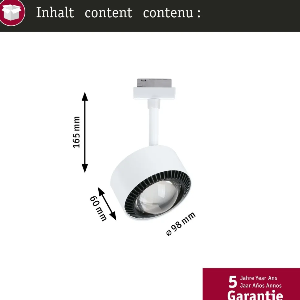 LED-kiskospotti Paulmann URail Aldan 470lm 8W 4000K himmennettävä valkoinen