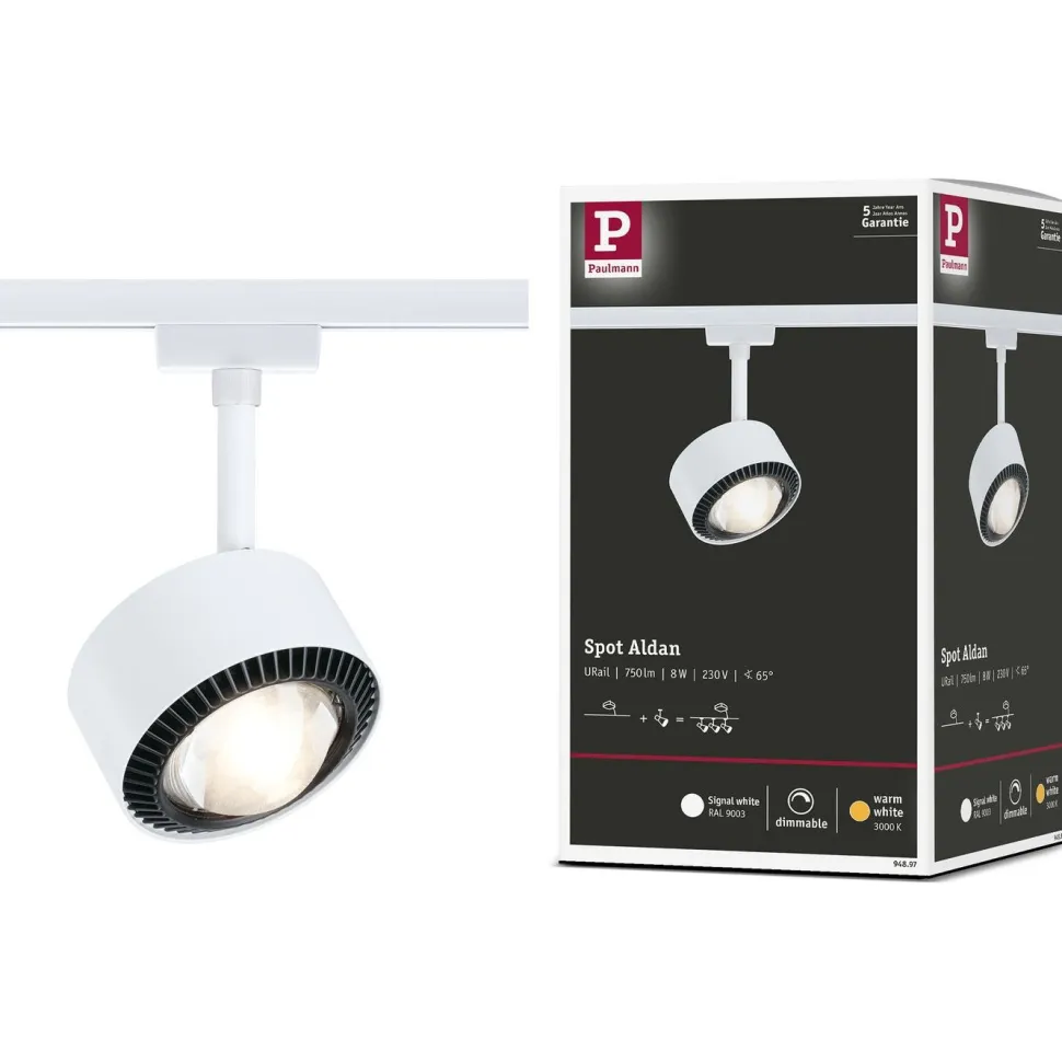 LED-kiskospotti Paulmann URail Aldan 470lm 8W 4000K himmennettävä valkoinen