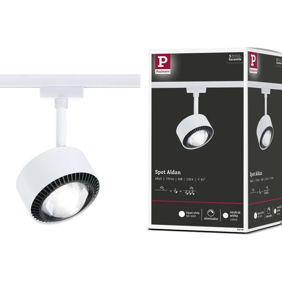LED-kiskospotti Paulmann URail Aldan 470lm 8W 4000K himmennettävä valkoinen