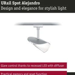 LED-kiskospotti Paulmann URail Alejandro 800lm 10W 3000K 3-Step-Dim himmennettävä valkoinen