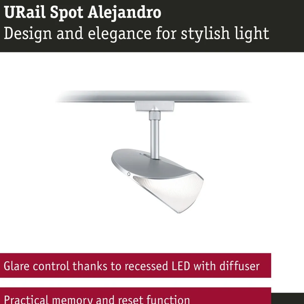 LED-kiskospotti Paulmann URail Alejandro 800lm 10W 3000K 3-Step-Dim himmennettävä valkoinen