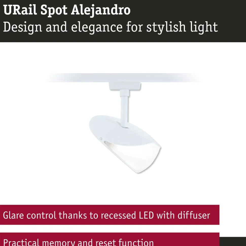 LED-kiskospotti Paulmann URail Alejandro 800lm 10W 3000K 3-Step-Dim himmennettävä valkoinen