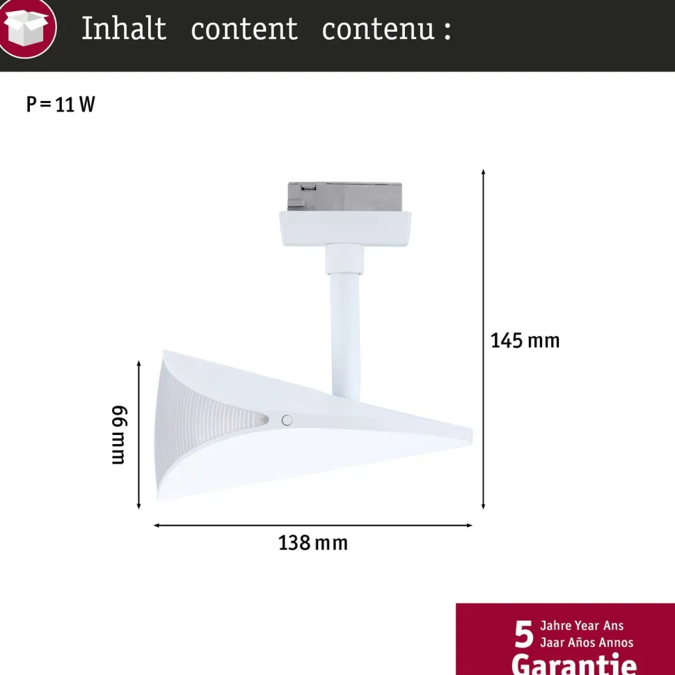LED-kiskospotti Paulmann URail Alejandro 800lm 10W 3000K 3-Step-Dim himmennettävä valkoinen
