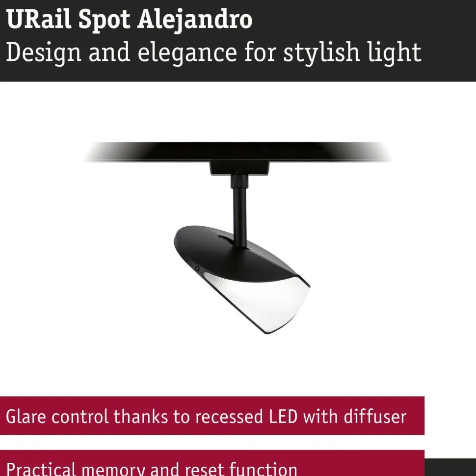 LED-kiskospotti Paulmann URail Alejandro 800lm 10W 3000K 3-Step-Dim himmennettävä valkoinen
