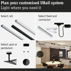 LED-kiskospotti Paulmann URail Alejandro 800lm 10W 3000K 3-Step-Dim himmennettävä valkoinen