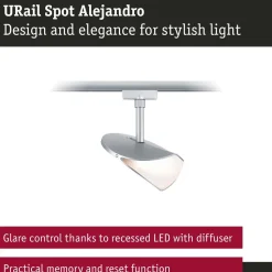 LED-kiskospotti Paulmann URail Alejandro 800lm 10W 3000K 3-Step-Dim himmennettävä valkoinen