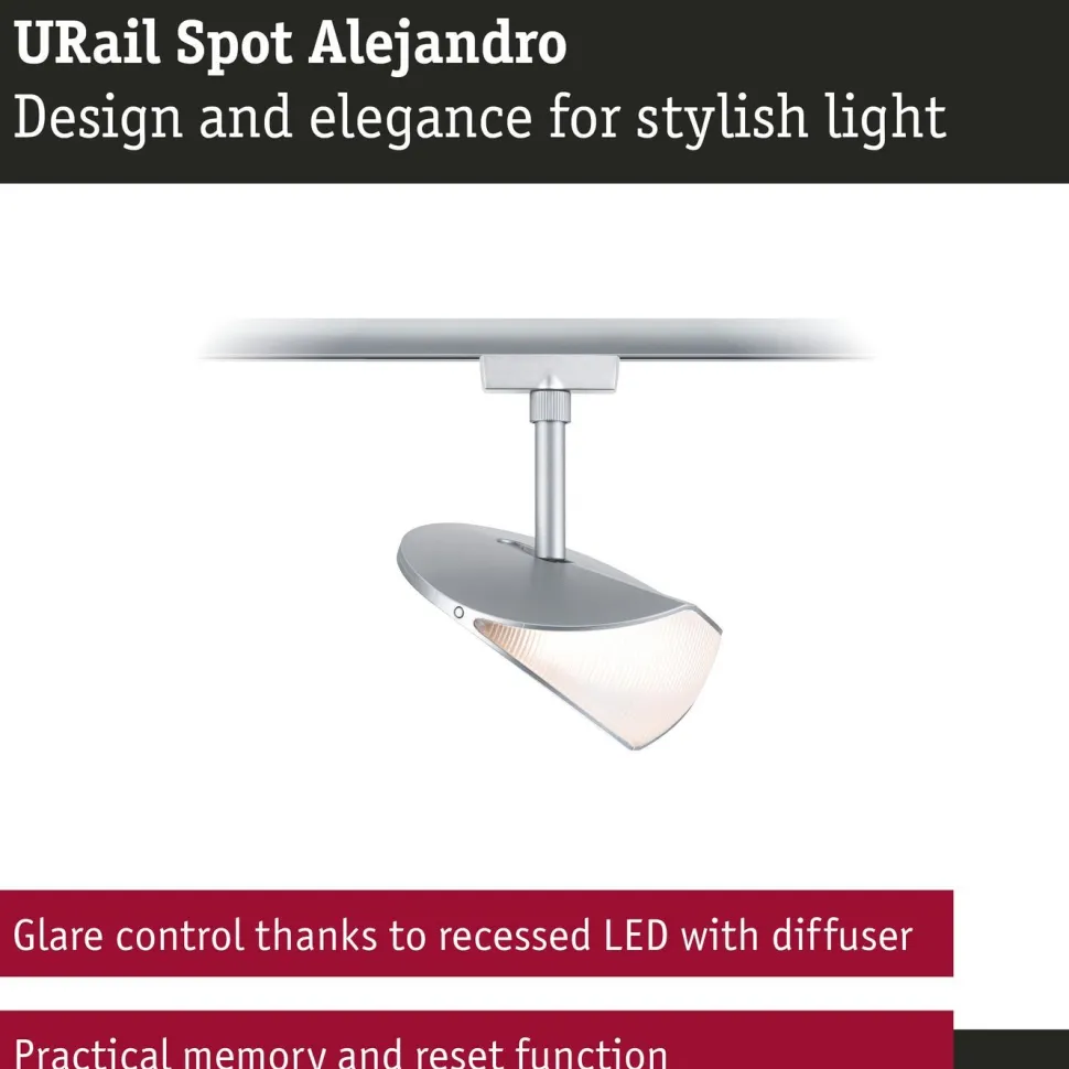 LED-kiskospotti Paulmann URail Alejandro 800lm 10W 3000K 3-Step-Dim himmennettävä valkoinen