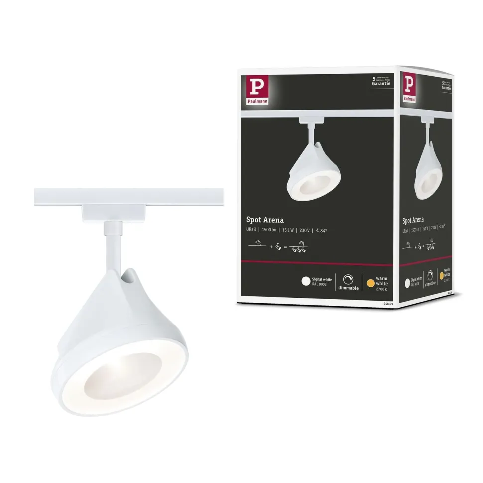 LED-kiskospotti Paulmann URail Arena 900lm 15.1W 4000K himmennettävä valkoinen