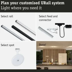 LED-kiskospotti Paulmann URail Hildor 850lm 15W 4000K 3-Step-Dim himmennettävä valkoinen