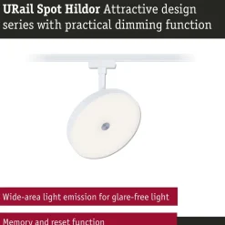 LED-kiskospotti Paulmann URail Hildor 850lm 15W 4000K 3-Step-Dim himmennettävä valkoinen