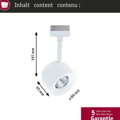 LED-kiskospotti Paulmann URail Pane 650lm 7.4W 3000K himmennettävä valkoinen