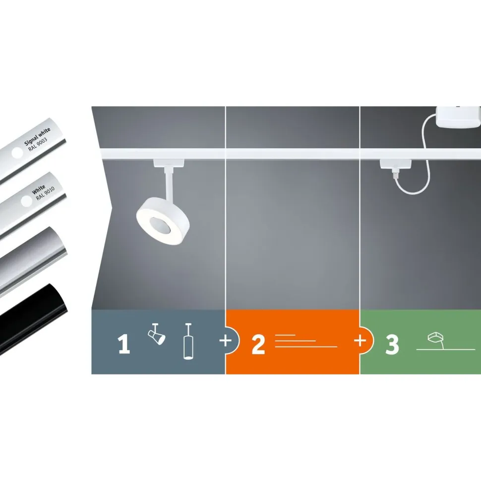 LED-kiskospotti Paulmann URail Pane 650lm 7.4W 3000K himmennettävä valkoinen