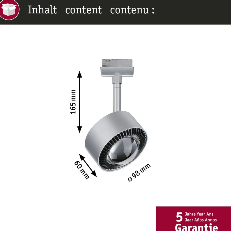 LED-kiskospotti Paulmann URail Smart Home Zigbee 3.0 Aldan 500lm 8W mattakromi