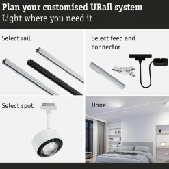 LED-kiskospotti Paulmann URail Smart Home Zigbee 3.0 Aldan 500lm 8W mattakromi