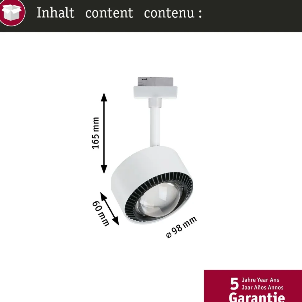 LED-kiskospotti Paulmann URail Smart Home Zigbee 3.0 Aldan 500lm 8W mattakromi
