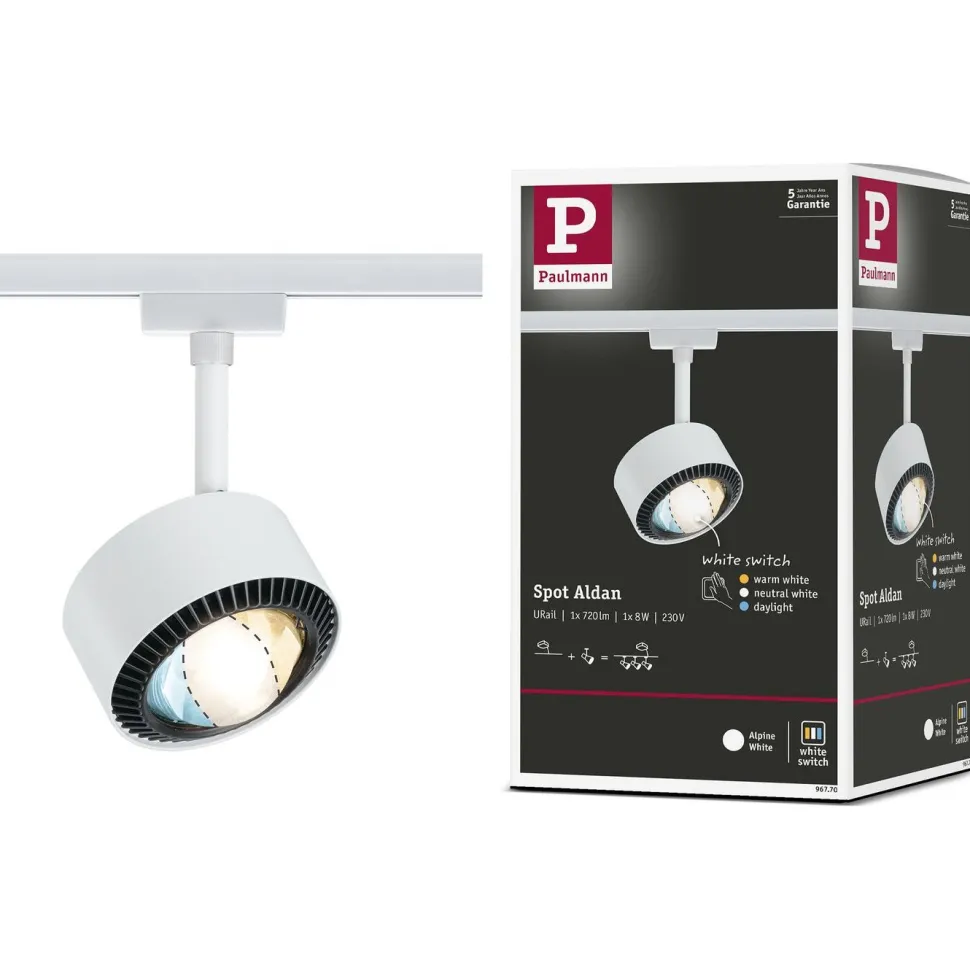 LED-kiskospotti Paulmann URail Smart Home Zigbee 3.0 Aldan 500lm 8W mattakromi