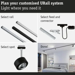 LED-kiskospotti Paulmann URail Smart Home Zigbee 3.0 Aldan 500lm 8W mattakromi