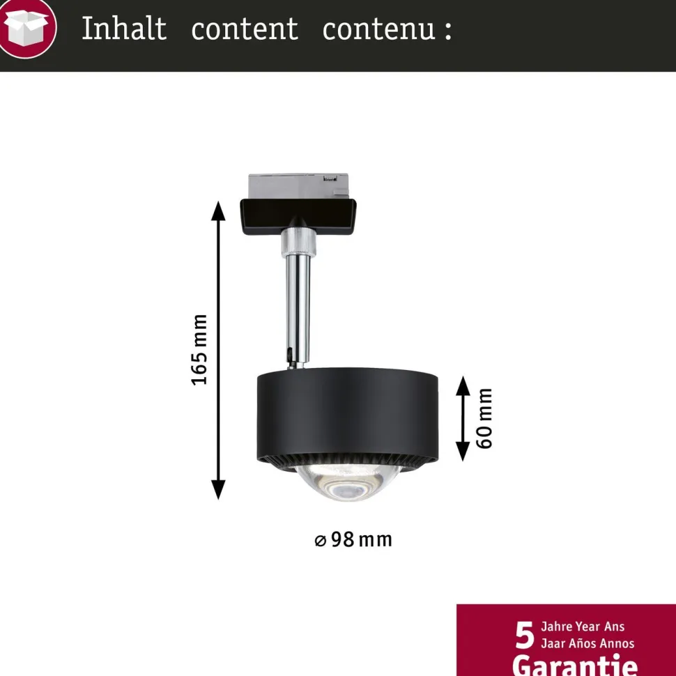 LED-kiskospotti Paulmann URail Smart Home Zigbee 3.0 Aldan 500lm 8W mattakromi