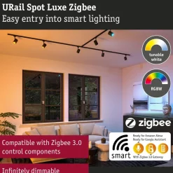 LED-kiskospotti Paulmann URail Smart Home Zigbee 3.0 Luxe GU10 350lm 4.8W RGBW+ himmennettävä mattamusta
