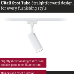LED-kiskospotti Paulmann URail Tubo 170lm 4W 4000K 3-Step-Dim himmennettävä valkoinen