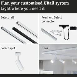LED-kiskospotti Paulmann URail Tubo 170lm 4W 4000K 3-Step-Dim himmennettävä valkoinen
