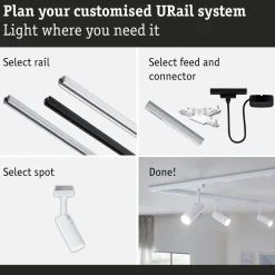 LED-kiskospotti Paulmann URail Tubo 170lm 4W 4000K 3-Step-Dim himmennettävä valkoinen