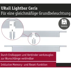 LED-kiskovalaisin Paulmann URail 3-Step-Dim Ceris, 37.2cm, 850lm, 9.5W, 4000K, himmennettävä, 230V, mattamusta