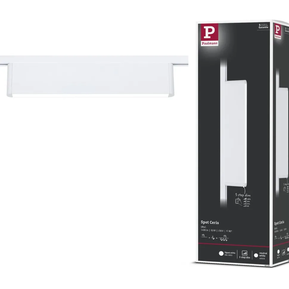 LED-kiskovalaisin Paulmann URail 3-Step-Dim Ceris, 37.2cm, 850lm, 9.5W, 4000K, himmennettävä, 230V, mattamusta