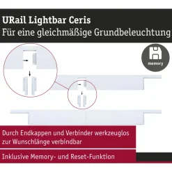 LED-kiskovalaisin Paulmann URail 3-Step-Dim Ceris, 37.2cm, 850lm, 9.5W, 4000K, himmennettävä, 230V, mattamusta