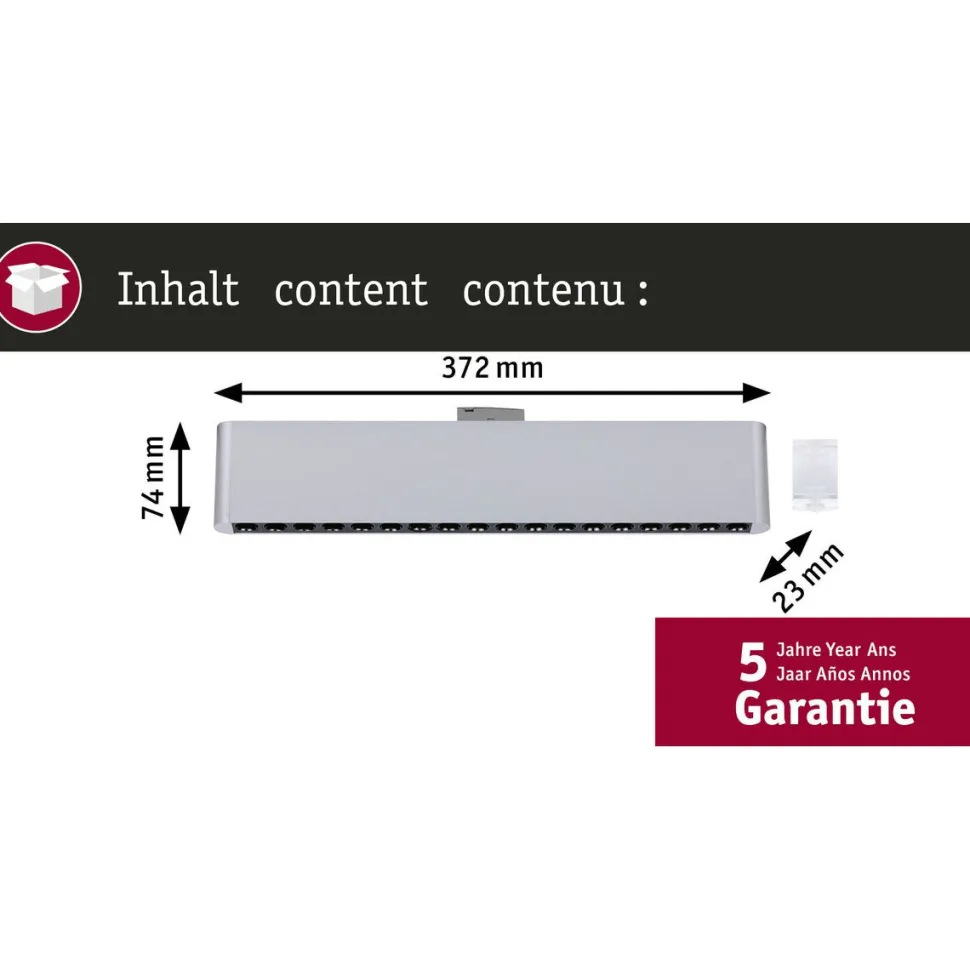 LED-kiskovalaisin Paulmann URail 3-Step-Dim Zelos, 37.2cm, 1050lm, 10W, 3000K, himmennettävä, 230V, mattakromi