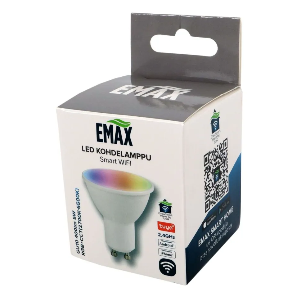 LED-kohdelamppu Emax Smart Home WIFI GU10 5 W 400 lm RGB+CCT 2700-6500 K himmennettävä