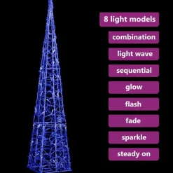 LED-koristevalokartio sininen akryyli 90 cm