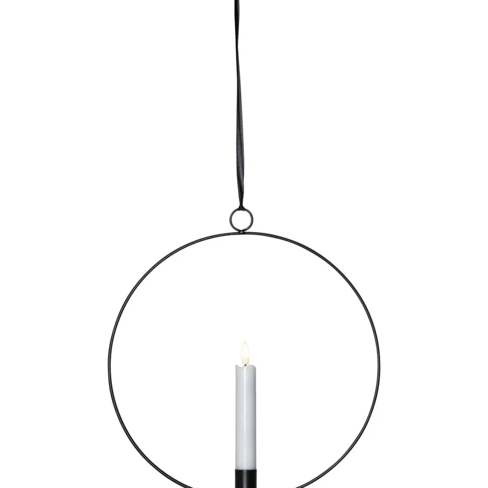 LED-kynttilä Star Trading Flamme Ring, 28.5x2.5x30cm, musta/valkoinen