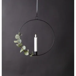 LED-kynttilä Star Trading Flamme Ring, 28.5x2.5x30cm, musta/valkoinen