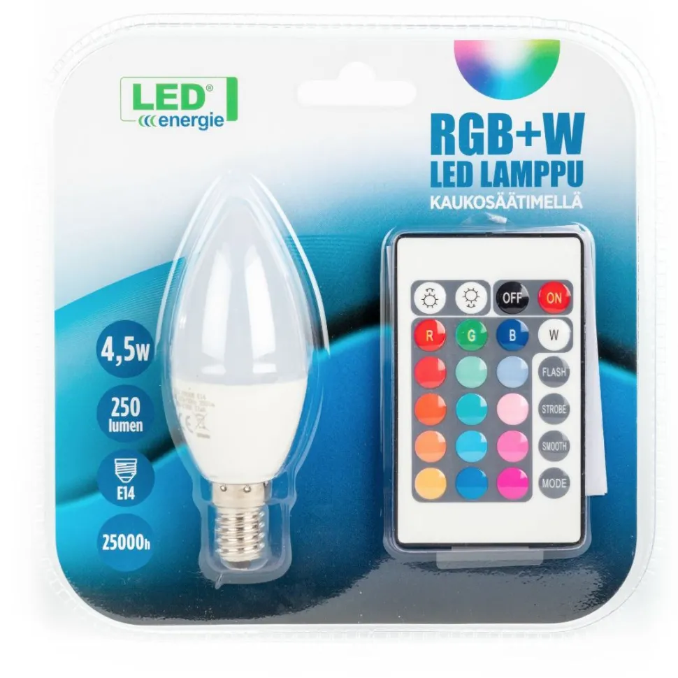 LED-kynttilälamppu LED Energie 4.5 W 250 lm RGB + white + kaukosäädin 37x100 mm