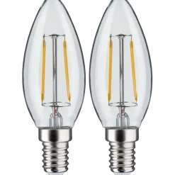 LED-kynttilälamppu Paulmann Candle, E14, 250lm, 2.7W, 2700K, filamentti, kirkas, 2kpl