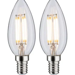 LED-kynttilälamppu Paulmann Candle, E14, 470lm, 4.5W, 2700K, filamentti, kirkas, 2kpl