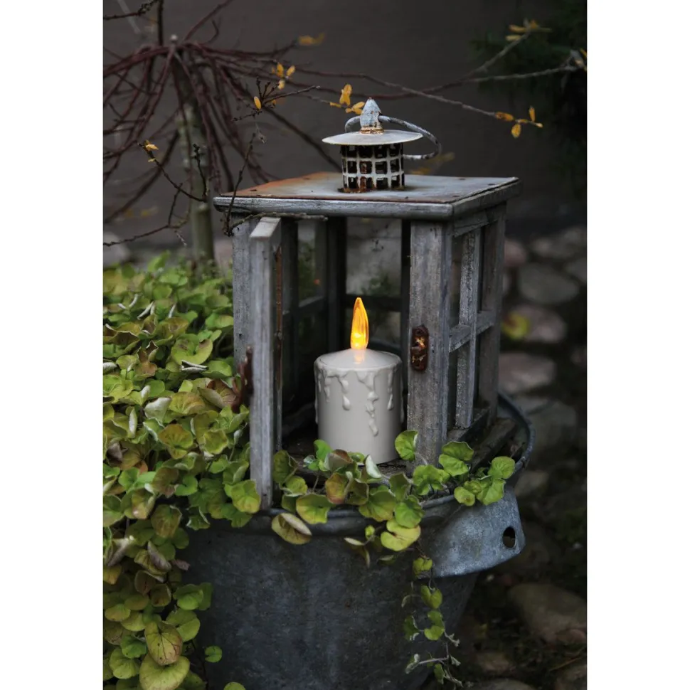 LED-kynttilä Star Trading Paula, hämäräsensorilla, 11.5cm, beige