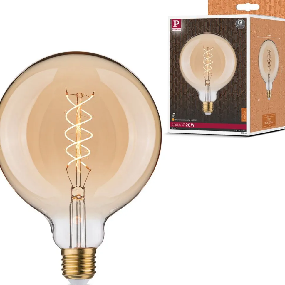 LED-lamppu Paulmann Rustic Shine Globe, 230V, 300lm, 4.2W, 1800K, himmennettävä, kulta