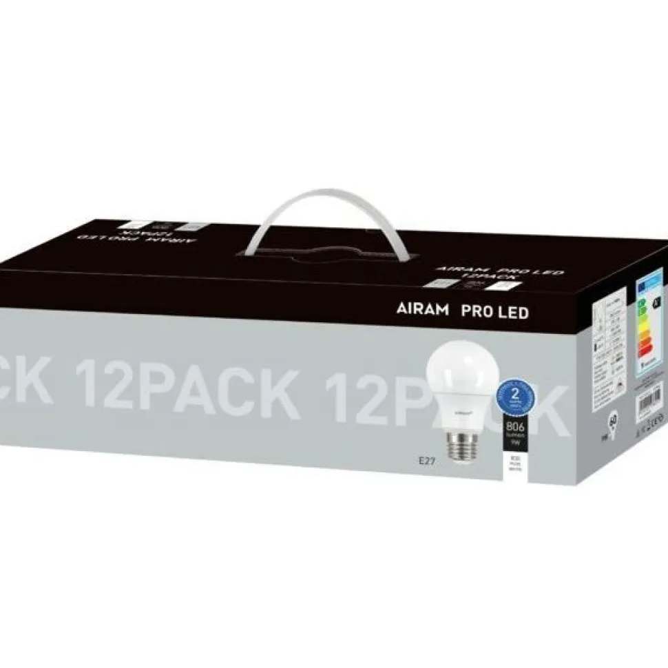 LED-lamppu Airam Pro A60 OP 12BX 830, E27, 3000K, 806lm, 12kpl