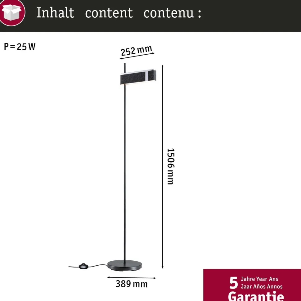 LED-lattiavalaisin Paulmann Jagun Zigbee 3.0 1250lm 19.5W himmennettävä antrasiitti