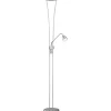 LED-lattiavalaisin Basic Uplighter 400x255x1800 mm lukuvalolla harjattu teräs