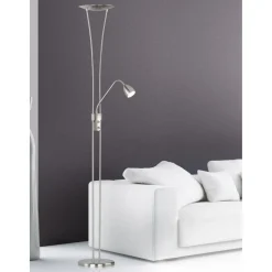 LED-lattiavalaisin Basic Uplighter 400x255x1800 mm lukuvalolla harjattu teräs