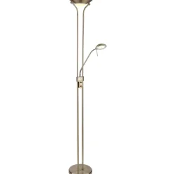 LED-lattiavalaisin Globo Leonas 180cm, lukuvalolla, antiikkimessinki