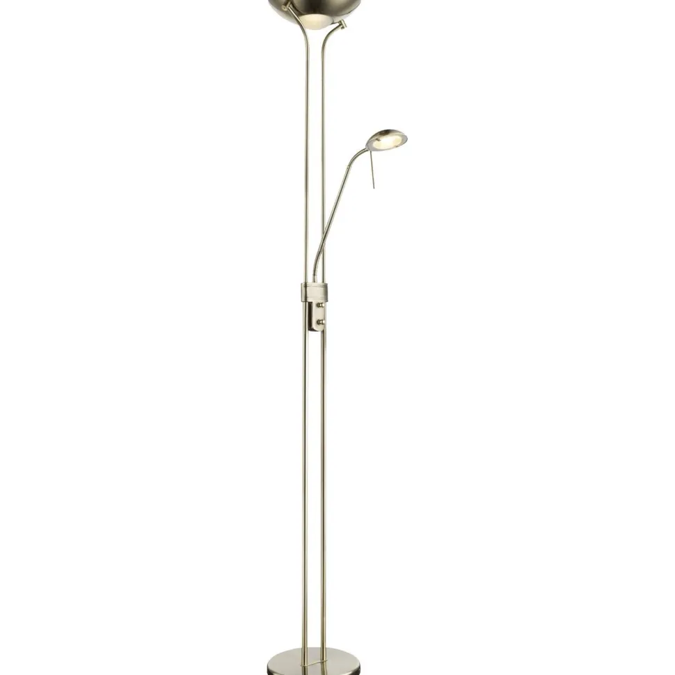 LED-lattiavalaisin Globo Leonas 180cm, lukuvalolla, mattamusta/messinki