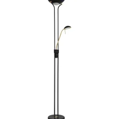LED-lattiavalaisin Globo Leonas 180cm, lukuvalolla, mattamusta/messinki