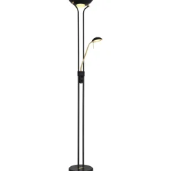LED-lattiavalaisin Globo Leonas 180cm, lukuvalolla, mattamusta/messinki