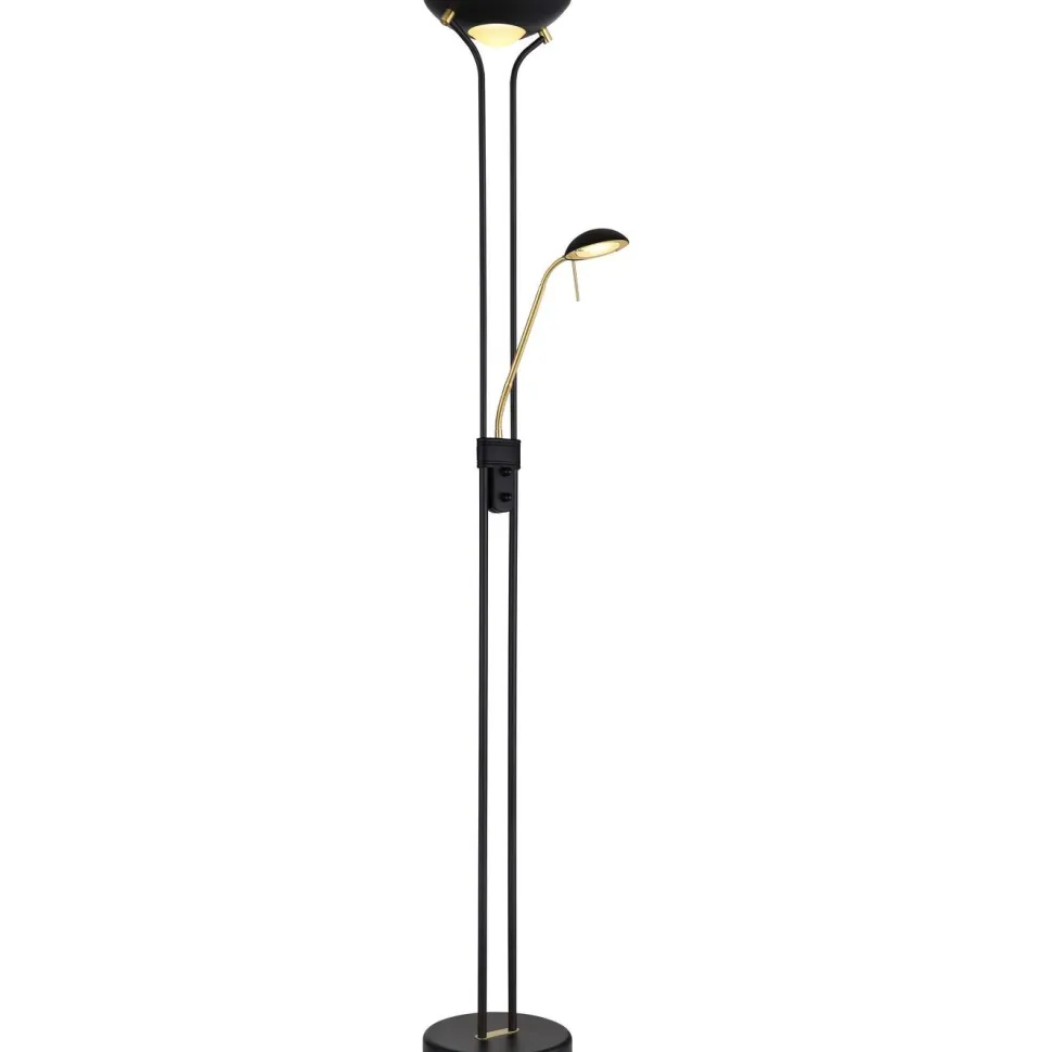 LED-lattiavalaisin Globo Leonas 180cm, lukuvalolla, mattamusta/messinki