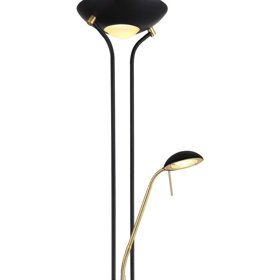 LED-lattiavalaisin Globo Leonas 180cm, lukuvalolla, mattamusta/messinki
