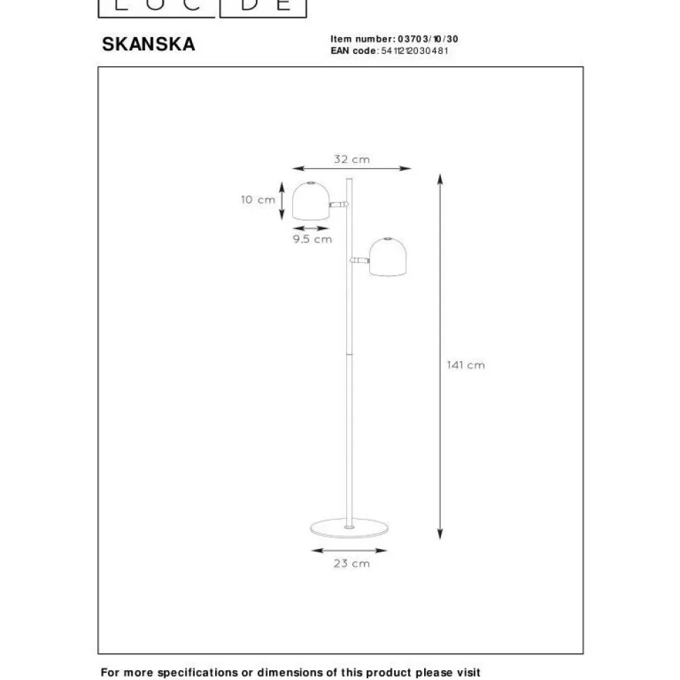 LED-lattiavalaisin Lucide Skanska 141cm, 3000K, himmennettävä, musta